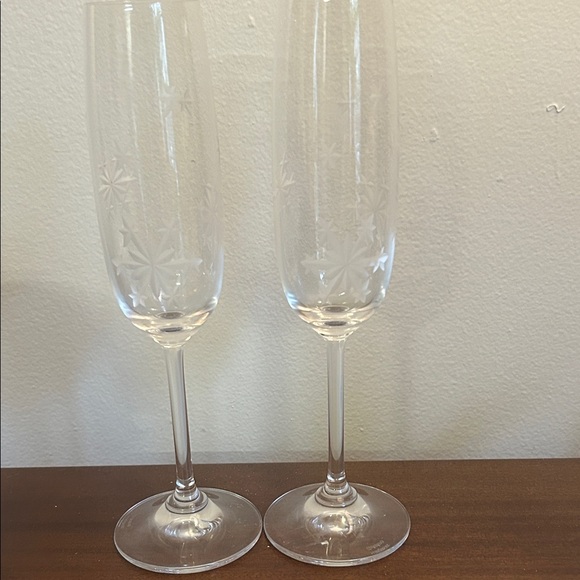 Waterford Etched Champagne Flutes Set of 2